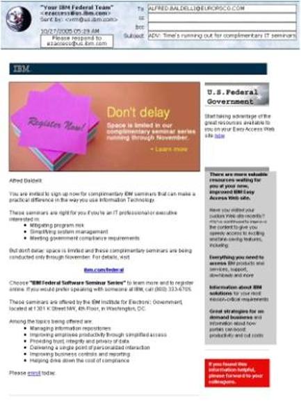 A screenshot of a webpage from the U.S. Federal Government website. The webpage is titled "Don't delay" and has a pink sticky note on the left side of the page. The sticky note has the words "Register Now" written on it in bold black letters. Below the sticky note there is a brief description of the website's services. On the top left corner there are two tabs - "Your IBM Federal Team" and "IBM". On the top right corner the website has a logo of the company and a link to the website. On the bottom left corner of the webpage there has a red banner with the text "Learn more". The webpage appears to be a tutorial or guide on how to register for the Federal Government. The text is written in black font and is divided into two sections. The first section has a list of steps to follow while the second section has an article about the website and a brief explanation of how to do so. At the bottom of the image there appears to have a red button that says "Please click here".