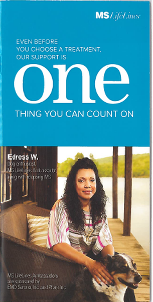 A cover of a book titled "One: Thing You Can Count On" by dress W. The cover features a photo of a woman sitting on a porch with her dog. The woman is wearing a striped shirt and has long dark hair. She is smiling and looking at the camera. The dog is a medium-sized breed with a black and white coat. The background is a wooden deck with a view of a lake and trees. The title of the book is written in white text at the top of the cover with the author's name written in smaller text below it.