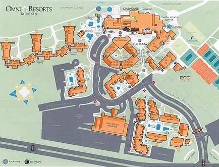This is a map of the grounds of the La Costa property owned by Omni Resorts in Carlsbad California.