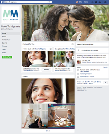 A screenshot of the homepage of a website called "More To Migraine". The website has a blue and white color scheme with the logo of the website on the top left corner. Below the logo there is a navigation bar with links to different sections of the page. The main content area of the webpage is divided into six sections. The first section has a photo of two women laughing and smiling at each other. The second section has an image of a woman holding a cup of coffee and smiling. The third section has two images of a man and a woman sitting at a table with a plate of food in front of them. The fourth section has three images of the same woman with a smile on her face. The fifth section has text that reads "Get updates from the website" and the sixth section has links to a website with more information about the website. Overall the website appears to be a platform for people to learn more about Migraine and its benefits.