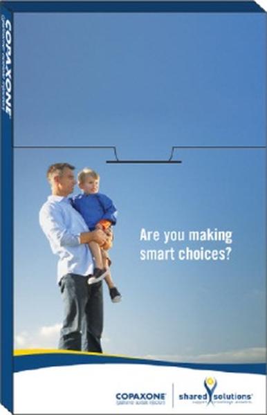 A cover of a brochure or flyer for corleone a company that provides shared solutions. The background of the cover is a clear blue sky with a man holding a young boy in his arms. The man is wearing a white shirt and blue jeans and the boy is wearing an orange shirt. The text on the cover reads "Are you making smart choices?" and there is a logo of the company on the bottom right corner. The overall design is simple and modern with a focus on the man and the child.