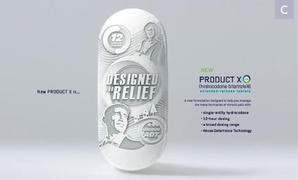 A product packaging design for a product called "Designed for Relief". The packaging is oval-shaped and has a white background. On the left side of the packaging there is a black and white illustration of a man's face with the text "12 Hour Relief" above it. Below the illustration there are two smaller illustrations of a woman's face and the product name "Unique ADT". On the right side the packaging also has text that reads "New Product X" and "Product X" in bold black font. The text below the illustration reads "A new formulation designed to help you manage the many benefits of the product". The packaging also mentions that the product is a 12-hour-long-lasting long-lasting solution that helps to reduce the appearance of wrinkles and fine lines on the skin. The product is made with natural ingredients and is suitable for use in a variety of applications.