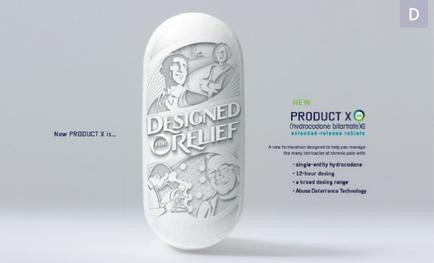 A product advertisement for a product called "Designed for Relief". The product is oval-shaped and has a white background. On the front of the product there is a black and white illustration of a group of people including a man a woman and a child with the text "DESIGNED FOR RELIEF" above them. Below the illustration there are three smaller illustrations of the same group. On the right side of the image the product name "PRODUCT X" is written in bold black letters. Below that it states that the product is a new product designed to help you manage the symptoms of chronic pain and inflammation. The text below the illustration reads "A new formulation designed to reduce the risk of stroke stroke and stroke. The product also mentions that it is a 12-hour dose a broad-dosing range and an abuse-resistant technology. Overall the image conveys a sense of luxury and sophistication showcasing the product's design and technology.