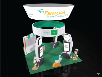 A 3D rendering of a trade show booth for a company called mentor. The booth has a green and white color scheme with the company's logo and name prominently displayed on the top. Below the logo there is a large circular banner with the word "mentor" written in bold white letters. The booth is set up on a green table with a white background. On the left side of the table there are two white banners with orange and green accents. The banners have the company name "CNS" written on them in black letters. On top of the banners there appears to be a sign that reads "FEN" in white letters indicating that the booth is for a dental clinic or clinic. There are also two smaller banners on the table with the same logo and text. The table is also decorated with orange green and white accents and there are several small orange and yellow objects scattered around the table. The overall design of the booth looks modern and professional with a clean and modern look.