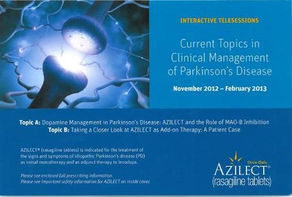 A cover page of a book titled "Current Topics in Clinical Management of Parkinson's Disease". The background of the page is blue and the title is written in white text. On the right side of the cover there is an illustration of a white mushroom with a blue light emanating from it. The mushroom appears to be floating in the air and there are white lines radiating outwards from the mushroom. The text on the page provides information about the topic such as the date time and location. The author's name "anilest" is written below the illustration in smaller text.