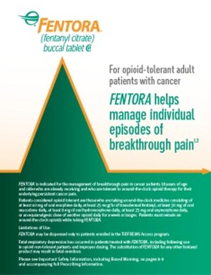 An idiographic that explains the benefits of mentor (mentor) for opioid-tolerant adult patients with cancer. The idiographic is divided into three sections. The first section is titled "mentor helps manage individual episodes of breakthrough pain" and has a green triangle in the center. The triangle is labeled "For opioid-Tolerant Adult Patients with Cancer" and is surrounded by a white background. Below the triangle there is text that explains that the idiographic is related to the management of breakthrough pain in cancer patients. The text also mentions that mentor is an indicator for the management and treatment of the condition and that it is important to be aware of the potential risks associated with it. The bottom of the idiographic has a brief description of the benefits and how it can help manage the condition.