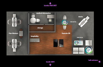 A floor plan of a medical office space. The floor plan shows the layout of the space including the location of the medical information the storage area the hospitality area and the hall entrance. On the left side of the image there is a desk with a computer monitor a chair and a desk lamp. On the right side there are two chairs one with a white cushion and the other with a black cushion. The desk is located in the center of the room with a large window above it. The storage area is located next to the desk and there are several medical equipment scattered around the room. The hall entrance is located at the bottom right corner of the floor plan. There is also a sign that reads "cantrell ER" and a logo for the hospital. The image also has a purple arrow pointing to the right indicating that the space is for sale.