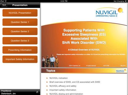 A screenshot of a presentation slide from the vigil (vigil) website. The slide is titled "Supporting Patients With Excessive Sleepiness (ES) Associated With Shift Work Disorder (SWD)". The slide has an orange background with white text. On the left side of the slide there is a title that reads "Question Series 1" and below it there are three bullet points that explain the topic of the presentation. The first bullet point explains that the presentation is about prescribing information important safety information and topics related to the topic. The second bullet point mentions that the topic is brief overview of SWD and ES associated with SWD and the third bullet point discusses the importance of safety and safety in the workplace. At the bottom of the page there has a brief description of the topic which states that it is a clinical overview of vigil and provides information on how to support patients with excessive sleepiness associated with shift work disorder.