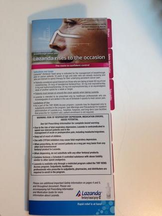 A photograph of a brochure or pamphlet. The brochure is folded in half with the front facing towards the left side of the image. The front of the brochure has a blue and white color scheme with the brand name "agenda" written in bold red letters at the top. Below the title there is an image of a woman's face with her eyes closed and her mouth slightly open. The background is blurred but it appears to be a white surface. The brochure also has a list of information about the product including its features benefits and instructions on how to use it. The text is written in black font and is divided into two sections. The top section has a red header with the company's logo and contact information. The bottom section has the product name and a brief description of its benefits.