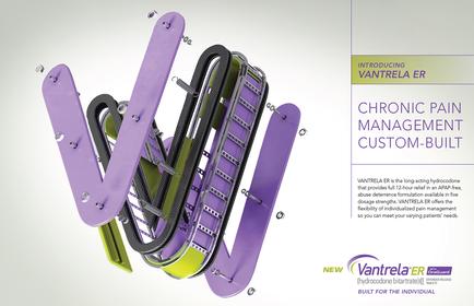 An advertisement for cantrell ER a company that provides chronic pain management custom-built products. The advertisement features a 3D rendering of the product which is a purple and green color scheme. The product is made up of multiple components including a large purple letter "V" in the center which appears to be made of metal and has a curved shape. The components are arranged in a way that creates a sense of movement and energy. On the right side of the image there is a text that reads "Introducing cantrell ER - Chronic Pain Management Custom-Built" in bold white letters. Below the text there are two smaller text boxes that read "New" and "Built for the individual". The background is white and the overall design is modern and sleek.