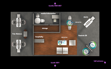 A floor plan of a medical facility. It shows the layout of the facility including the location of the medical information the storage area the hospitality area and the hall entrance. On the left side of the image there is a large room with a desk a chair and a computer monitor. On the right side there are two smaller rooms one labeled "cantrell ER" and the other labeled "Pain Matters". The room has a large window on the left wall which allows natural light to enter the space. The floor plan also shows the number of rooms in the facility. There are also several medical equipment scattered throughout the room such as a stethoscope a thermometer and several medical supplies. The room is divided into two sections with the storage section on the top left and the hospital section in the middle. The hospital section has a desk with a computer and a chair. The hall entrance is located on the bottom right corner of the floor plan.