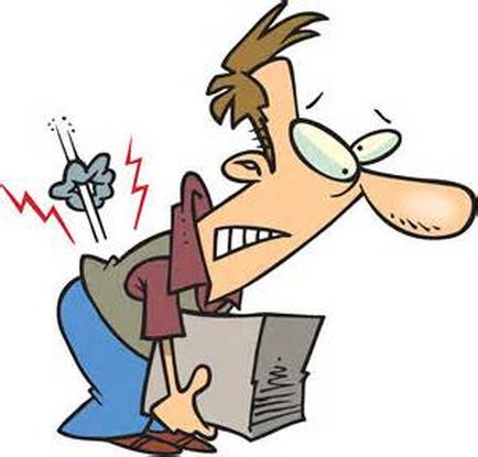 A cartoon illustration of a man with a surprised expression on his face. He is holding a newspaper in his left hand and appears to be reading it intently. The man has brown hair and is wearing a maroon shirt and blue pants. He has a pair of glasses on and is looking at the newspaper with a concerned expression. In the background there is a cloud of smoke and a red lightning bolt indicating that the man is experiencing a thunderstorm.