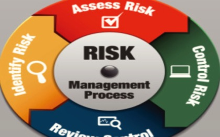 This is a circular flow diagram explaining the Risk Management Process. The 4 elements are : Identify Risk Assess Risk Control Risk and Review Control.
