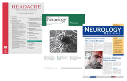 A collage of three different types of headlines and reviews from the website neurology. On the left side of the image there is a red banner with the word "HEADACHE" written in bold white letters. Below the banner there are three smaller banners with the same word "Neurology" written on them. The first banner on the top left corner has a white background with black text that reads "Headache" and "Neurology" in a larger font size. The second banner in the middle has a black and white image of a neuron which appears to be a representation of the brain. The third banner has a blue background with white text and a yellow banner that says "NEUROLOGY REVIEWS" in black text. On the right side of this image on the bottom right corner there has a yellow and blue banner with a picture of a person's face and text that explains the benefits of neurosurgery. The banner also mentions that the website is a website that provides information about neurosurgeons and their services.