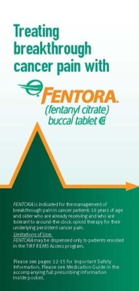 An idiographic that explains the benefits of mentor (Fentanyl citrate) buccal tablet. It has a green background with orange and white text. The title of the idiographic is "Treating breakthrough cancer pain with mentor". Below the title there is an arrow pointing upwards indicating that the tablet is available for purchase. The idiographic also includes information about the treatment of mentor which is a medication used to treat cancer pain. It states that it is an indicator for the management of breakthrough pain in patients 18 years of age and older who are already receiving the treatment. It also mentions that the medication can be used to reduce the risk of cancer and that it may be used as a treatment for patients enrolled in the tire feds Access Program. At the bottom of the image there are instructions on how to use the tablet and how to access the information provided. The idiographic also mentions the importance of safety information in the inside pocket.