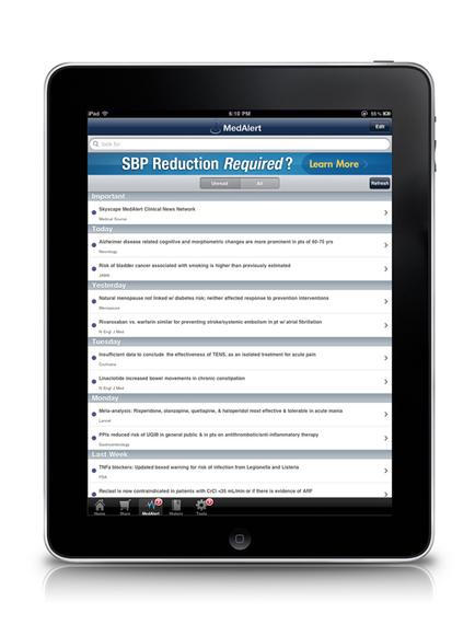 A screenshot of an iPad screen displaying the SBP Reduction Required page. The page is titled "Learn More" and has a blue header with white text. Below the header there is a list of questions and answers related to the topic. The questions are arranged in a table format with columns for the first question the second question and the third question. At the top of the page there are two buttons - "Learn more" and "Help" - which are likely used to navigate through the page. On the left side of the screen there appears to be a search bar and a menu bar with options such as "Home" "About" "Settings" and "About". On the right side it seems like the user is searching for information about the topic on the page's content. The iPad is black in color and has the home button at the bottom right corner.