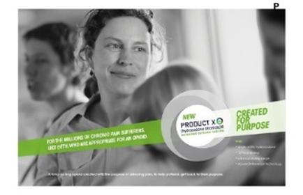 A black and white photograph of a woman with curly hair smiling at the camera. She appears to be in a room with other people in the background. The woman is wearing a collared shirt and has a serious expression on her face. On the right side of the image there is a circular logo with the text "New Product XO" and "Created for Purpose" written on it. Below the logo there are two smaller text boxes with the same text. The text boxes are in green and white colors. The overall design is modern and minimalist.