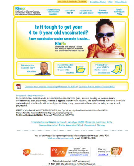 An advertisement for kinin a company that provides information about 4 to 6 year old vaccines. The advertisement is divided into two sections. The top section has a yellow background with the company's logo and contact information at the top. Below the logo there is a text that reads "Is it tough to get your 4-to-6 year old vaccinated? A new combination vaccine can make it easier." The bottom section of the advertisement has a blue header with the kinin logo and a photo of a young boy wearing sunglasses. The boy is looking directly at the camera with a serious expression on his face. He is wearing a red shirt and has his arms crossed over his chest. On the left side of the image there are two images of a man in a suit and tie one of him is looking at the viewer and the other of him with a concerned expression. On the right side it has a list of information about the company including the company name contact details and a brief description of the vaccine. At the bottom of the page it also has a link to the website for more information.