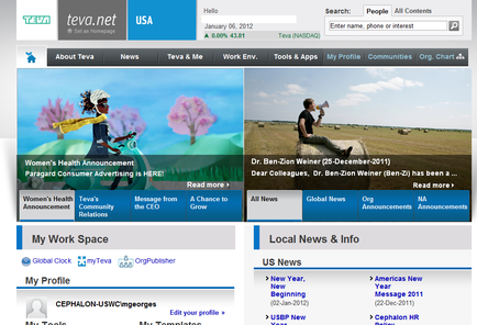 A screenshot of the homepage of a website called tea.net USA. The website has a blue and white color scheme with the company's logo at the top. Below the logo there is a navigation bar with various options such as "About tea" "News" "Work Env" "Tools & apes" "My Profile" and "About Us". On the left side of the page there are two images. The first image is of a woman wearing a blue dress and a yellow scarf holding a pink flower in her hand. She is standing in front of a blue sky with white clouds. The second image is an illustration of a man sitting on a grassy field with a speech bubble above his head. The text on the page reads "woman's Health Announcement" and "Read More". At the bottom of the image there has a section titled "My Work Space" with a link to the website's profile page. There is also a section labeled "Local News & Info" with links to various news and information about the website.