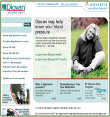 A screenshot of the homepage of a website called Novartis. The website has a blue and white color scheme with the company's logo at the top. The main content of the page is a photo of a woman sitting on the grass with a smile on her face. Below the photo there is text that reads "divan may help lower your blood pressure". On the left side of the image there are several bullet points that provide information about the website's services. The first bullet point mentions that the website offers high blood pressure the second bullet point explains how the website works and the third bullet point discusses how the company works. At the bottom of the screenshot there has a section titled "What is High Blood Pressure?" with a brief description of the services offered by the company. There is also an image of a person wearing a helmet and holding a blood pressure monitor. The page also has a link to the website for more information.