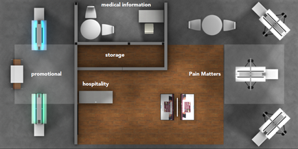 A 3D floor plan of a medical office space. It shows the layout of the space including the location of the medical information storage hospitality and pain matters. On the left side of the image there is a desk with a computer monitor a chair and a desk lamp. On the right side there are two chairs and a table. The desk is located in the center of the room with a large window above it. The chair is white and has a curved backrest and armrests. The table is also white and is placed next to the desk. The floor plan is divided into two sections with the left section showing the storage area and the right section showing a hospital room. The storage area is located on the top left corner of the floor plan while the hospital room is on the bottom right corner. The hospital room has a wooden floor and a white wall. There is also a small window on the left wall which allows natural light to enter the space.