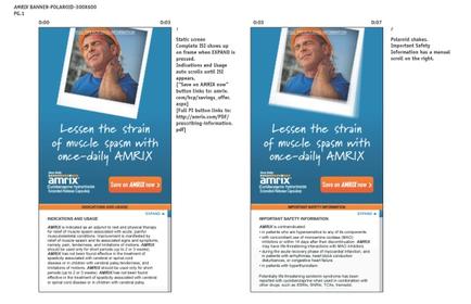 A screenshot of a webpage from the Amrix website. It shows two pages of the website one on the left side and the other on the right side. The page is divided into two sections. The left page has a blue background with a photo of a man wearing a blue t-shirt and an orange cap. He is smiling and has his hands clasped together in front of his face. The text on the page reads "Lessen the strain of muscle spasm with once-daily AMRIX". Below the photo there is a text that explains how to use the website. On the right page there are two sections with a white background and orange text. The first section has a title that reads "Learn the strain" and a brief description of the product. The second section has an image of the man with his hands on his chin and a smile on his face and the text explains that the product is designed to help reduce muscle spasms and improve overall health. The website also has a link to the website's website for more information.